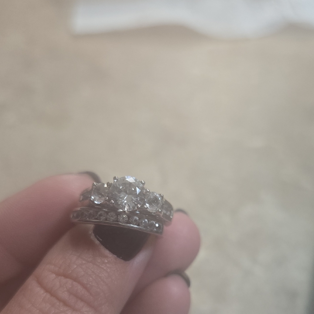 Stunning Silver White Sapphire Women's Wedding Ring Set